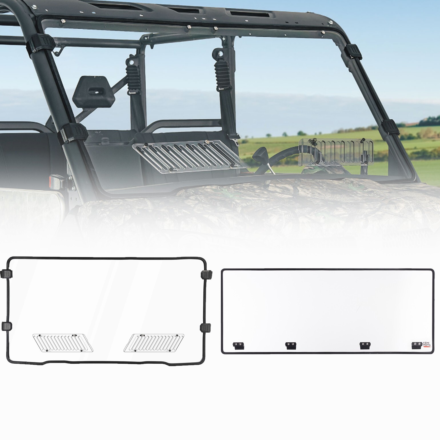 UTV 2-IN-1 Vented Front+Rear Windshield for CFMOTO UFORCE 1000/1000 XL 2019-2026
