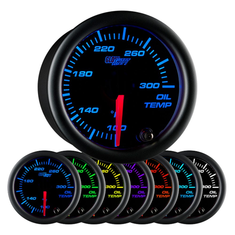 52mm GlowShift Black 7 Electronic Engine Oil Temp Temperature �F Gauge