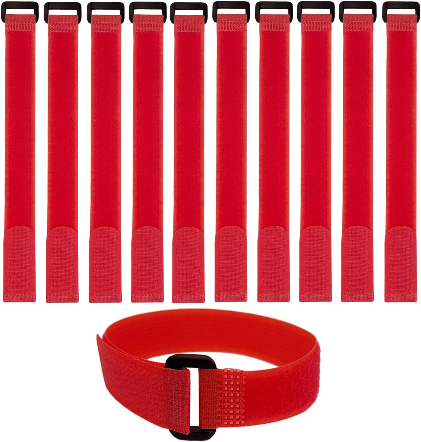 10 Pack (12 X 0.8 Inch) Reusable Fastening Cable Straps Red Color,Adjustable Mul