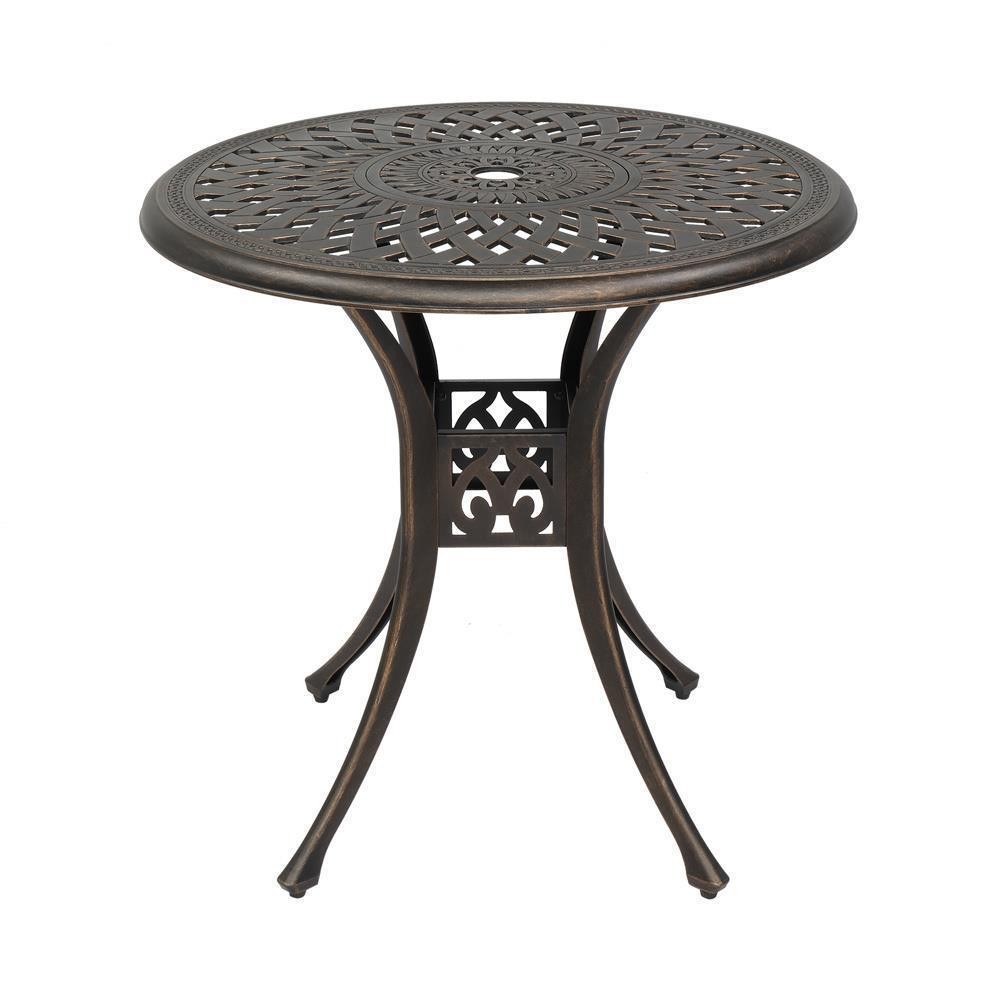 31" Antique Outdoor Aluminum Round Patio Dining Bistro Table w/ Umbrella Hole