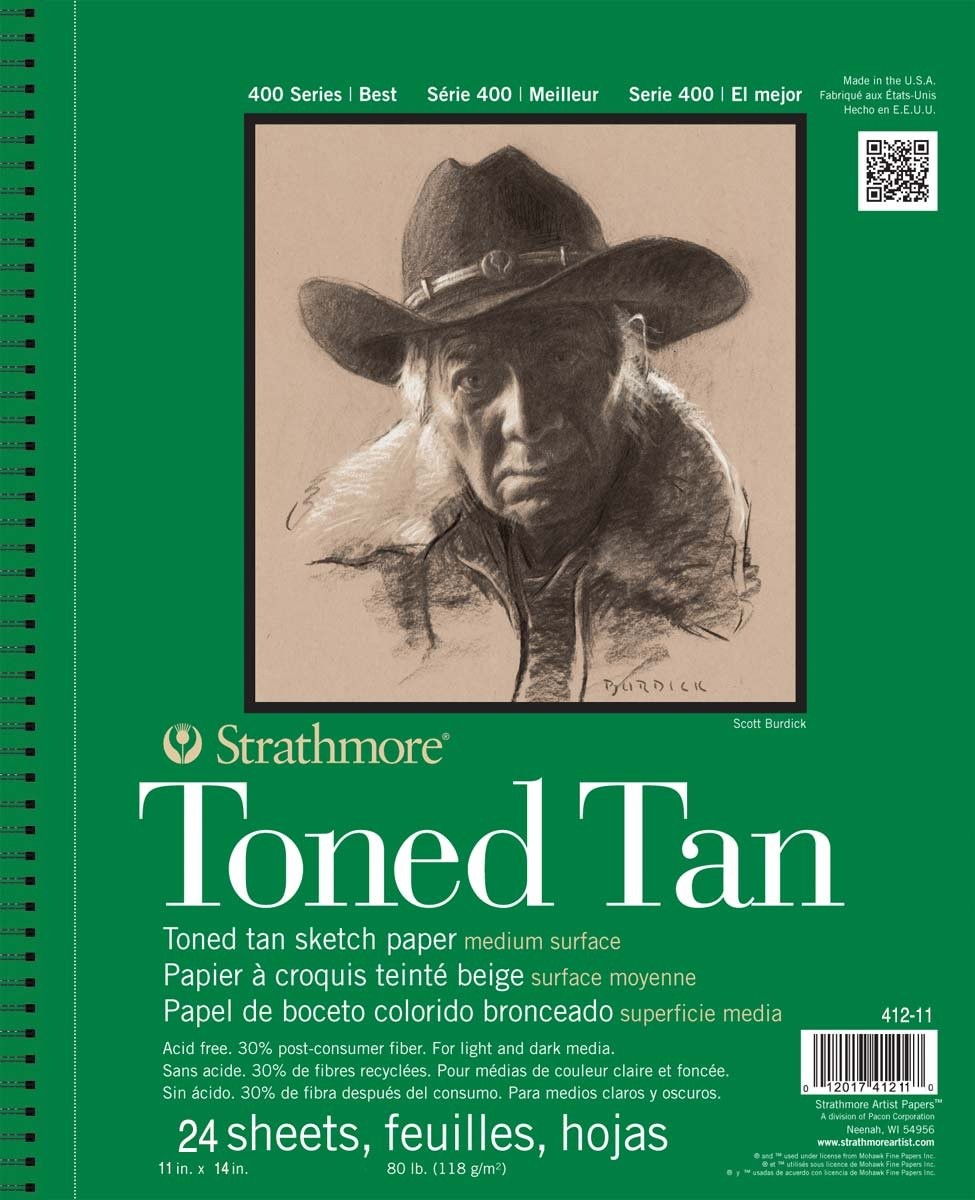 Strathmore 400 Series Wire Bound Toned Sketch Pad, 80 lb. Paper, 11 X 14 inches,
