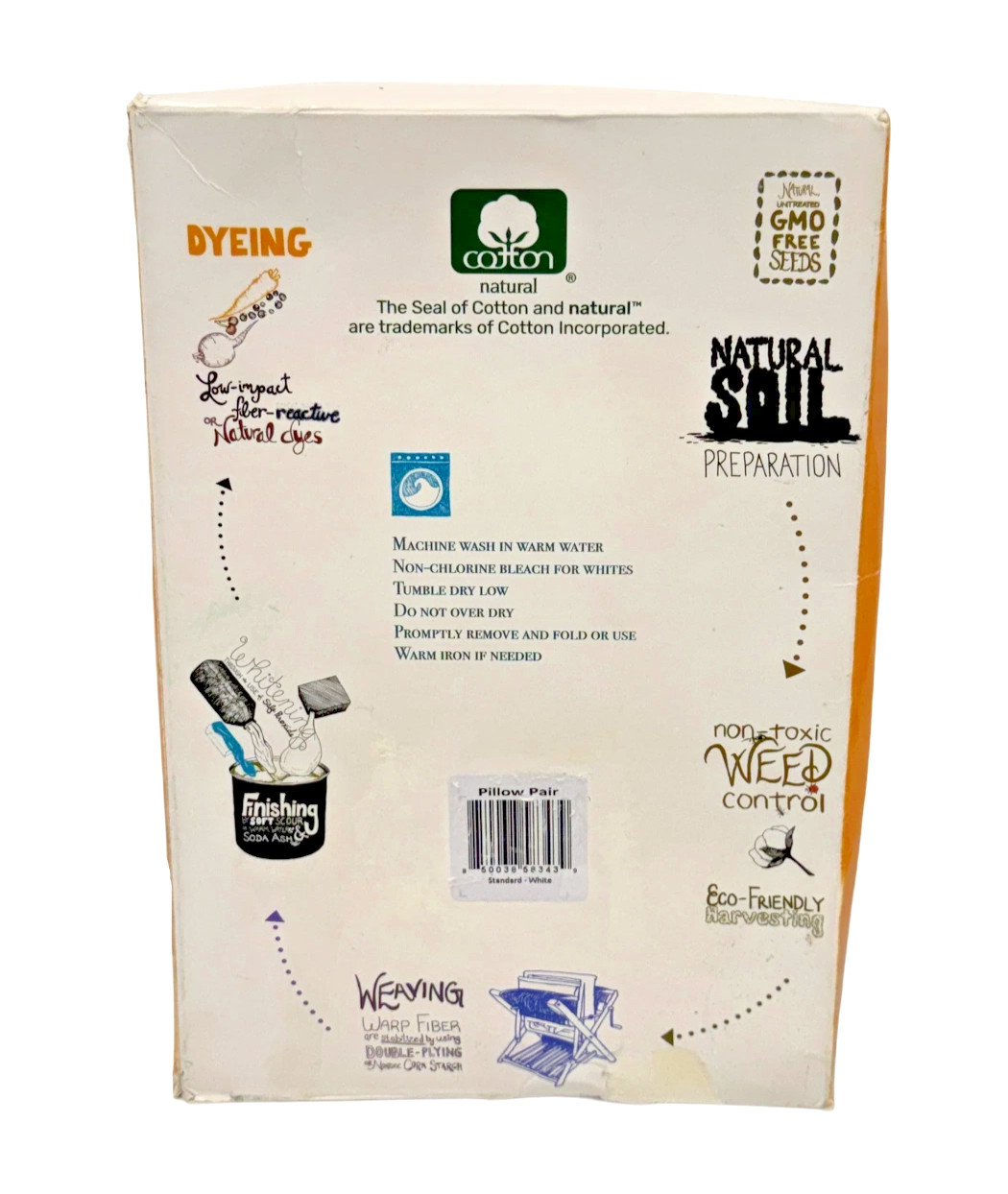 Sleep Mantra 100% Organic Cotton Pecale Pillowcase Pair White Standard 21" x 30"