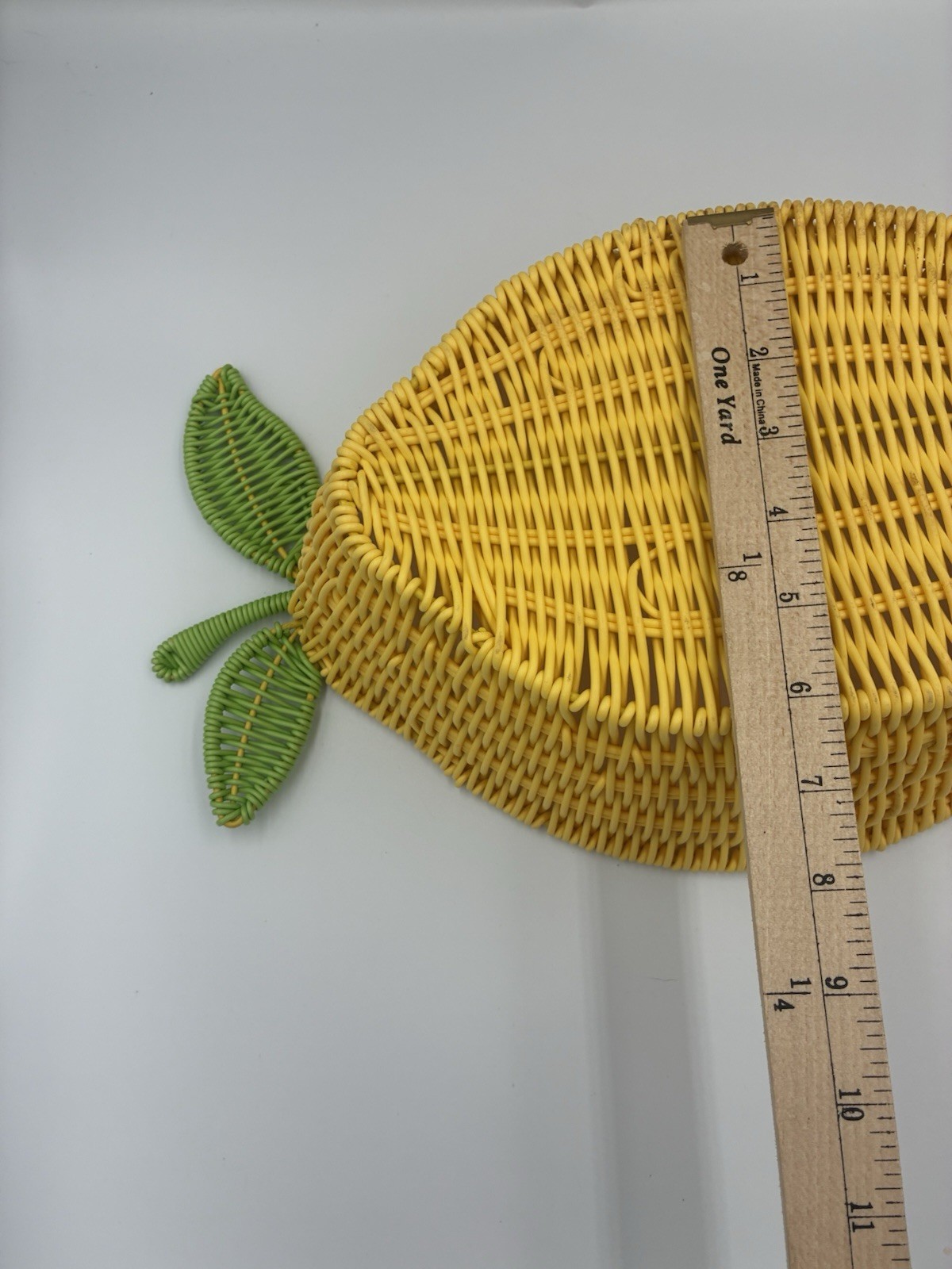 Lemon Shaped Resin Wire Plastic Wicker Fruit vegetable Serving Basket Yellow
