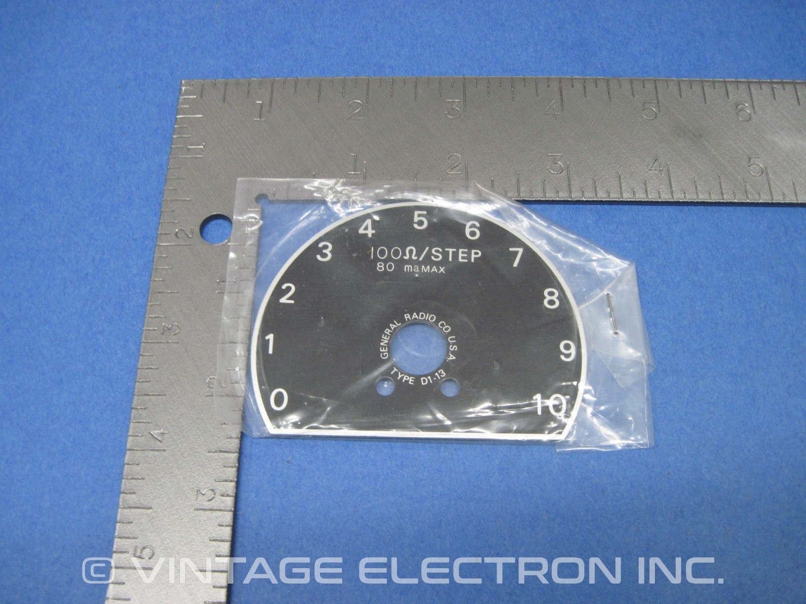 (1) NOS - GENERAL RADIO Decade Dial Plate For Resistor Boxes - 100 Ohm/Step