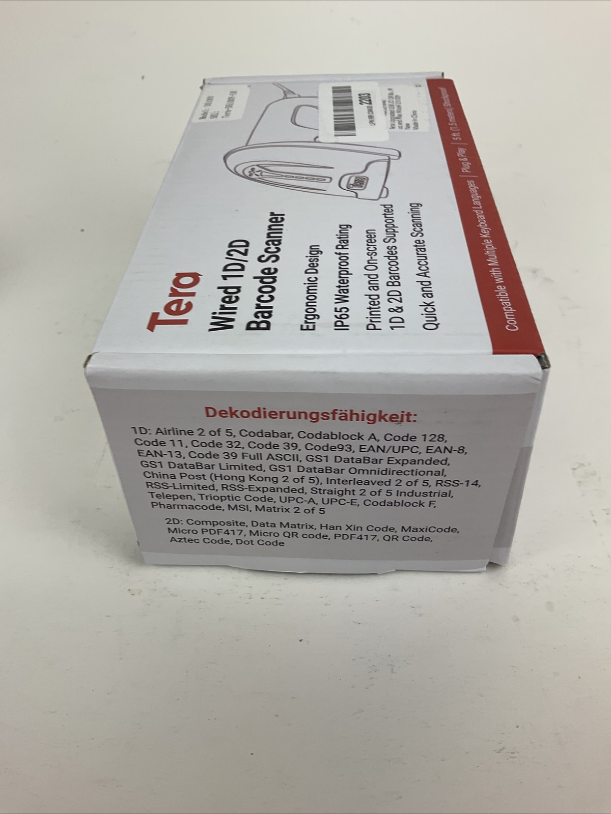 Tera D5100Y Wired 1D 2D Barcode Scanner Open Box