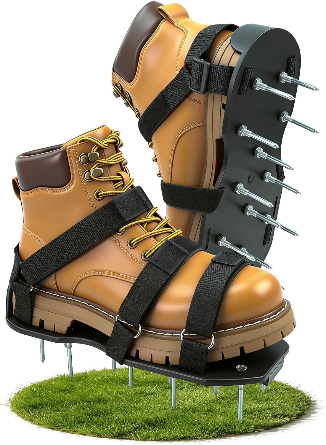 Lawn Aerator Shoes, Soil Aerator Lawn Tool with Dual Hook & Loop Straps for Effe