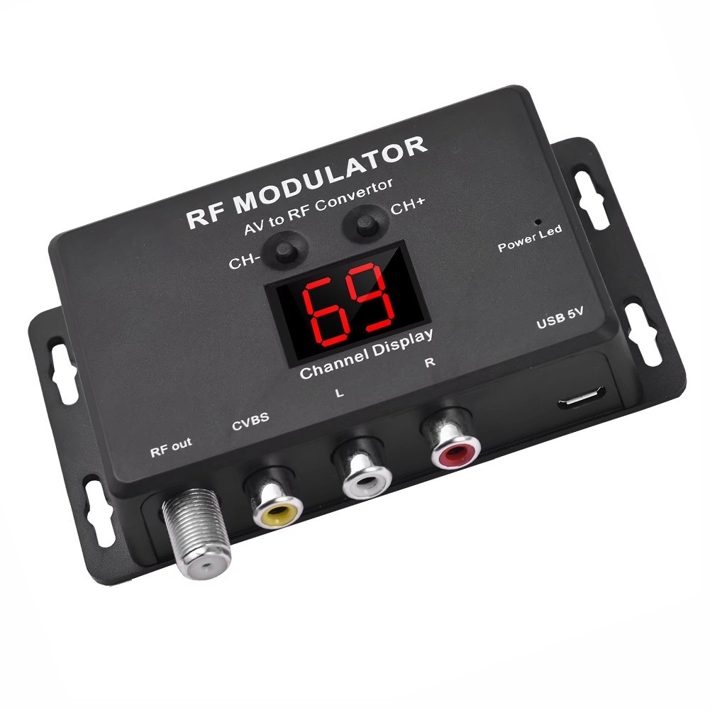 AV to RF Modulator M60 for TV Flexible Frequency Range USB Powered Easy Setup