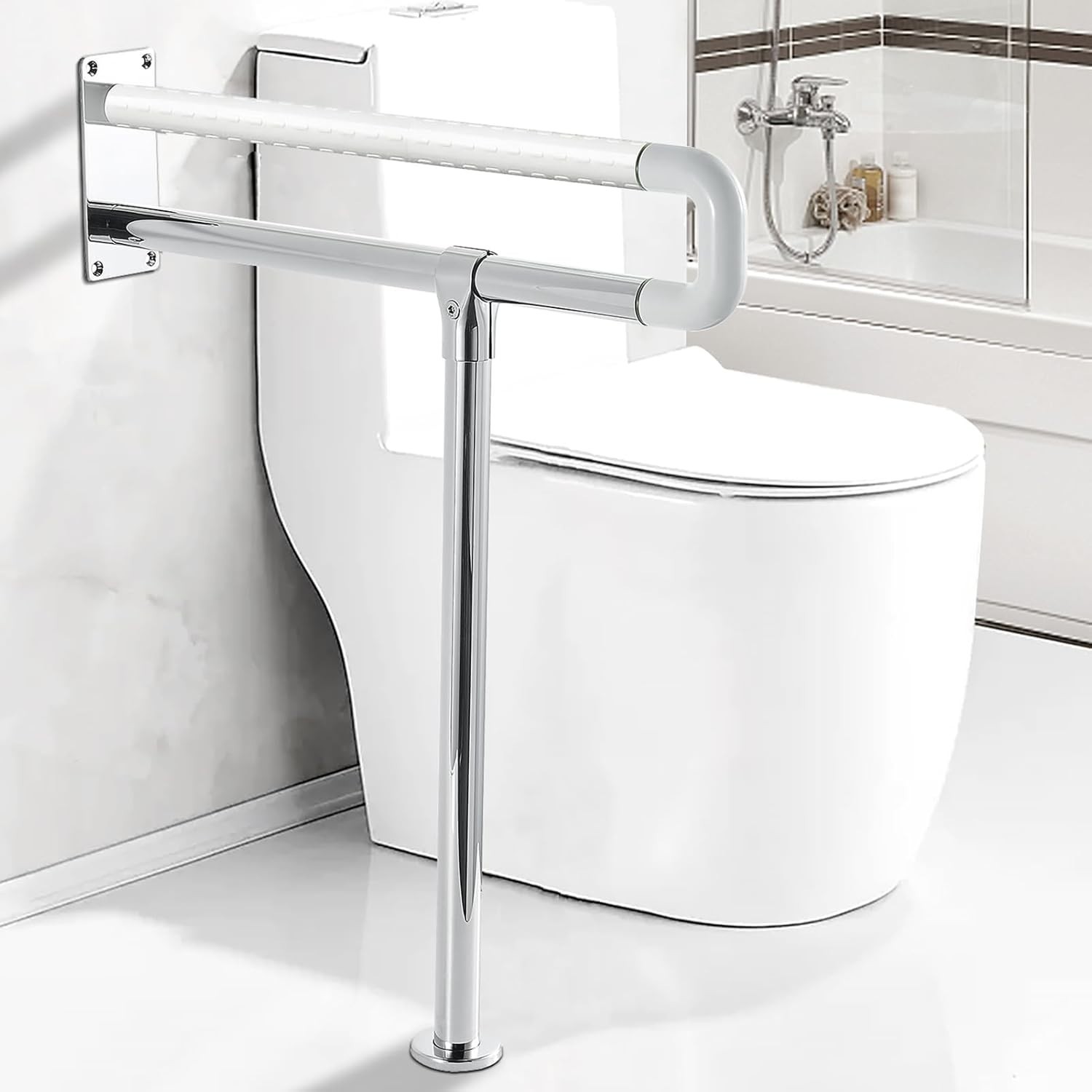Sturdy Toilet Grab Bar 29.5 Inch Anti Slip Handicap Grab Bar Wall to Floor