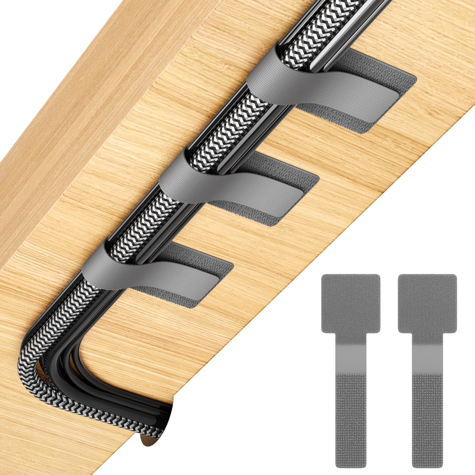 100Pcs Cable Straps Hook and Loop Cable Ties - Cable Holder for Desk Cable Ma...