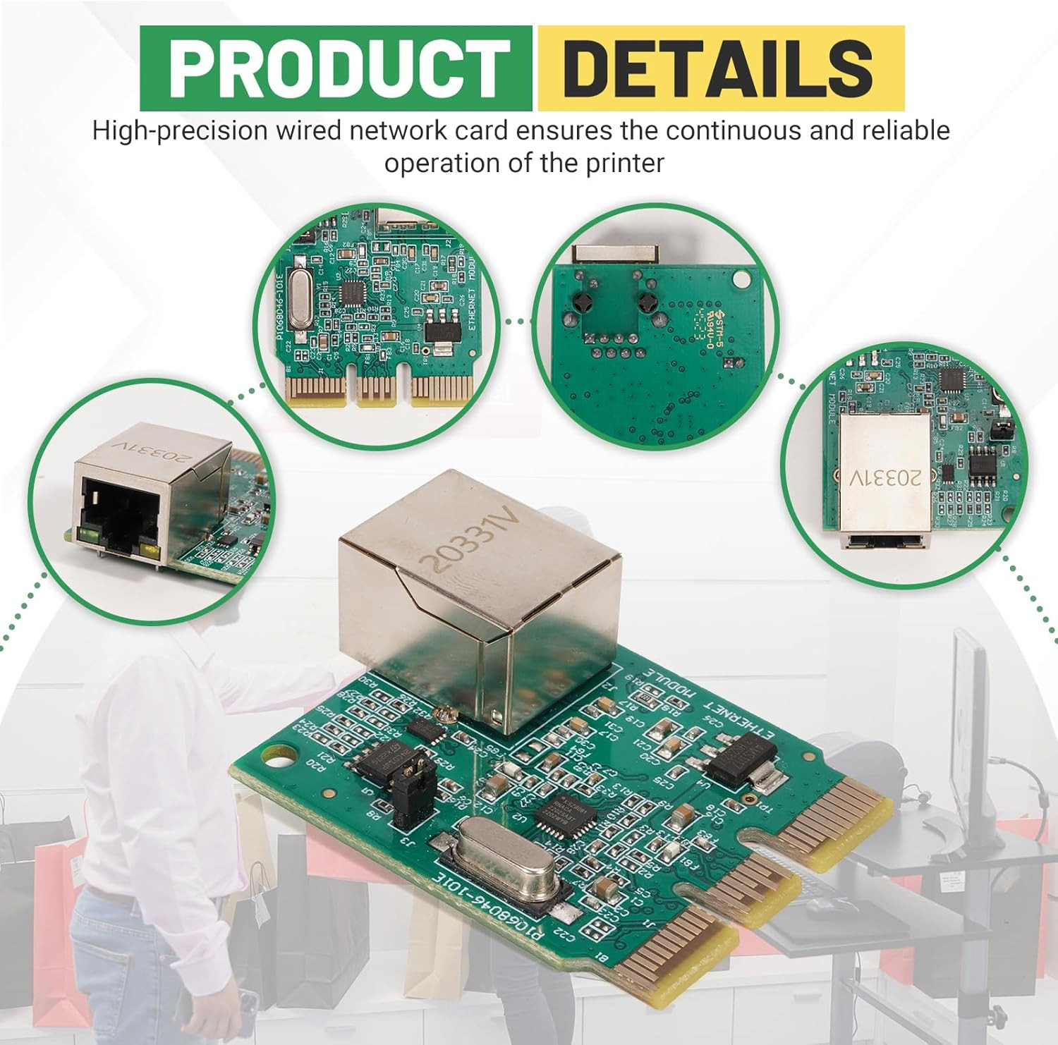 P1080383-442 Built-In Wired Network Card PCBA Board Upgrade Ethernet Module Kit