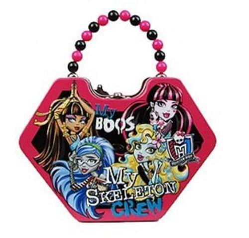 Monster High Skeleton Crew Diamond Shaped Purse Beaded Handle Tin Tote Mattel