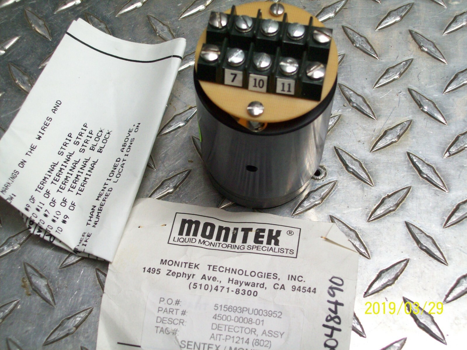 NEW MONITEK 4500-0008-01 DETECTOR ASSEMBLY *FREE SHIPPING*