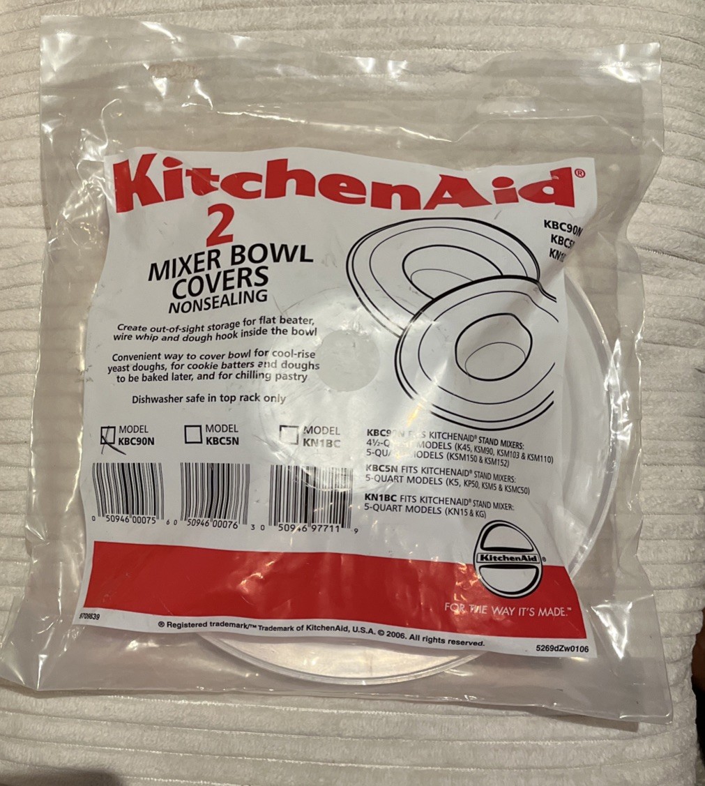 KitchenAid Mixer Bowl Covers Nonsealing KBC90N 9" Plastic 2-Pack NEW