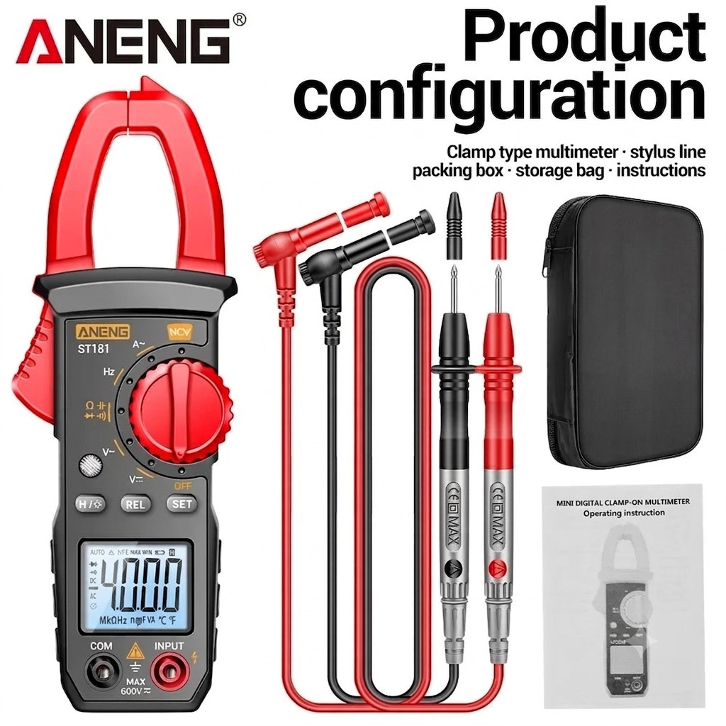 Digital Clamp Meter ST181 AC Current Voltage Multimeter NCV Continuity Tester