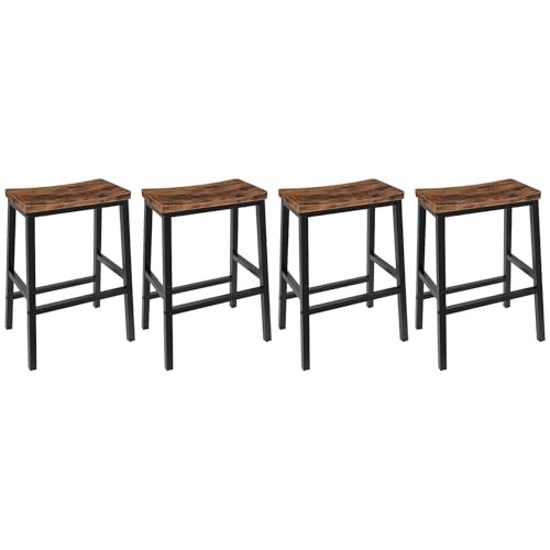 Bar Stools Set of 4, Counter Height Bar Stools, 23.6'' Bar Chairs, Saddle