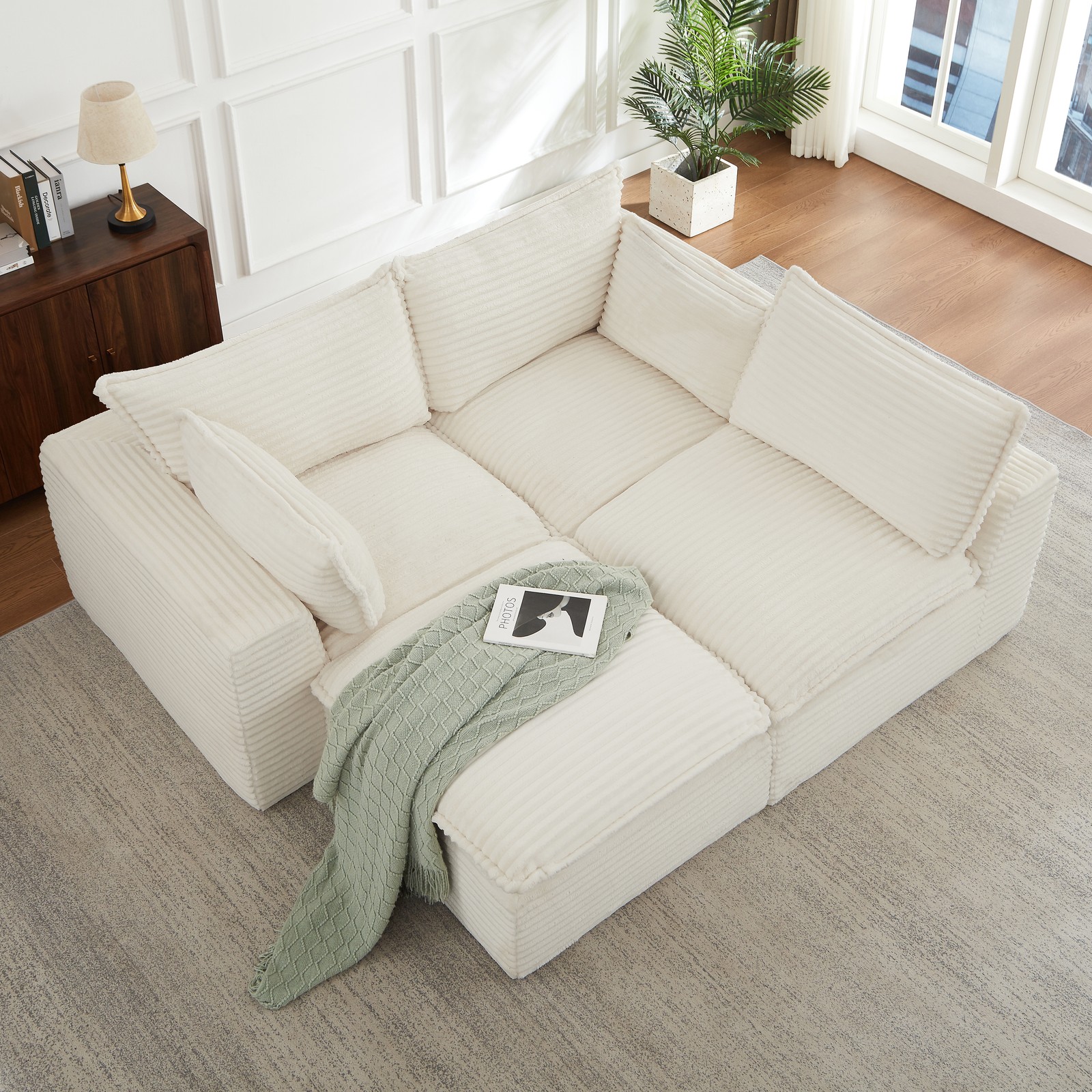 Cloud Sectional Couches for Living Room, Convertible L-Shape Couch with Ottoma