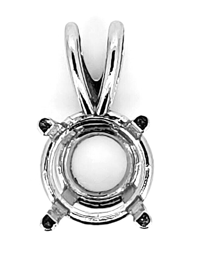 7mm 14K Gold Round Pendant Setting Pre-Notched Solitaire Mounting 4 Prong