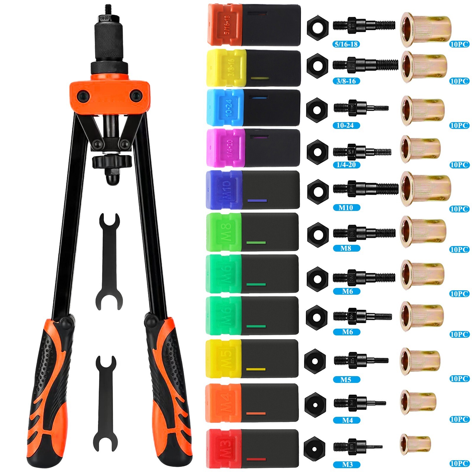 Rivet Nut Gun Kit Rivnut Tool Nut Setter Thread Setting Nutsert Tool SAE&Metric