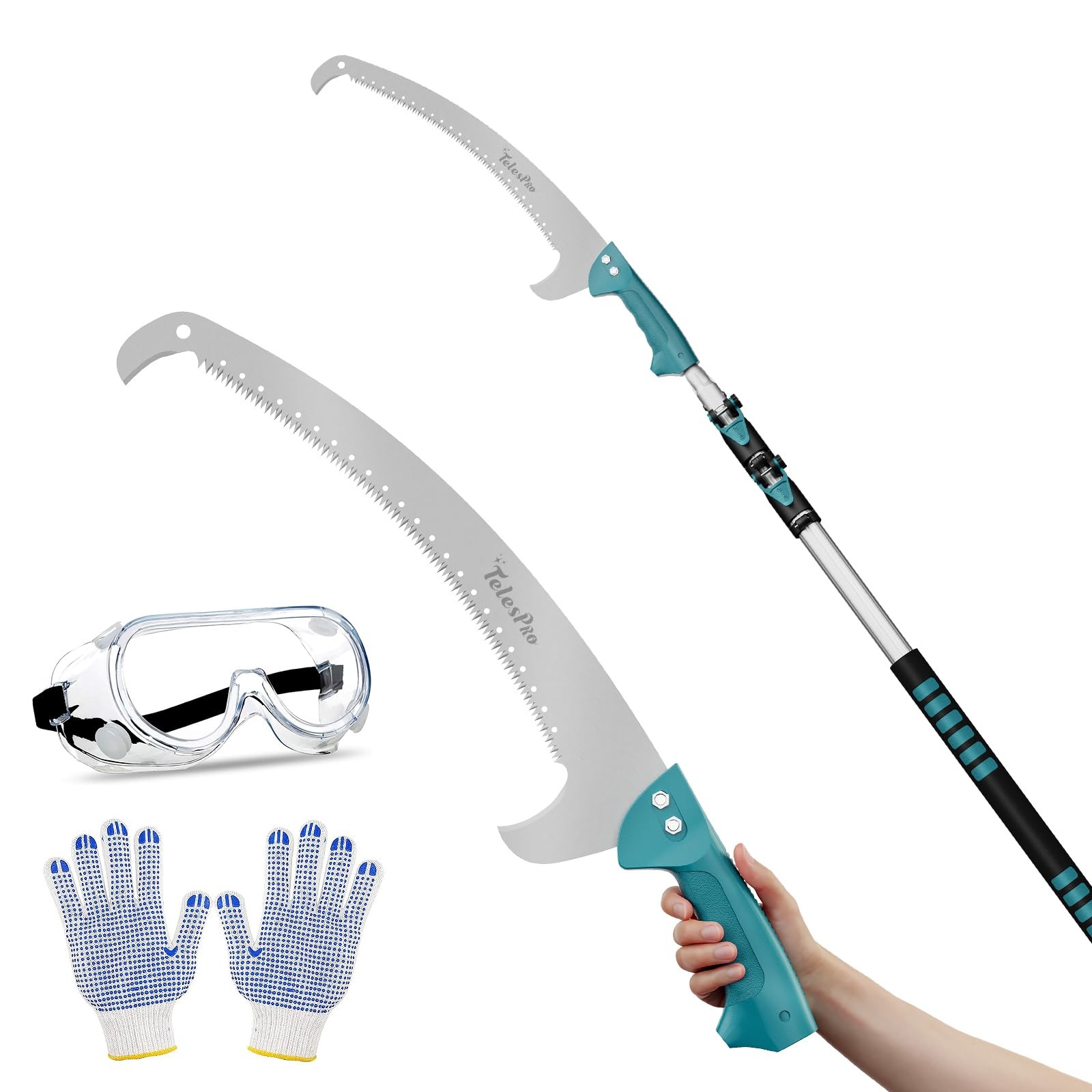 Extendable Tree Trimmer Manual Pole Saw 5-12ft Telescoping Pruning Pole