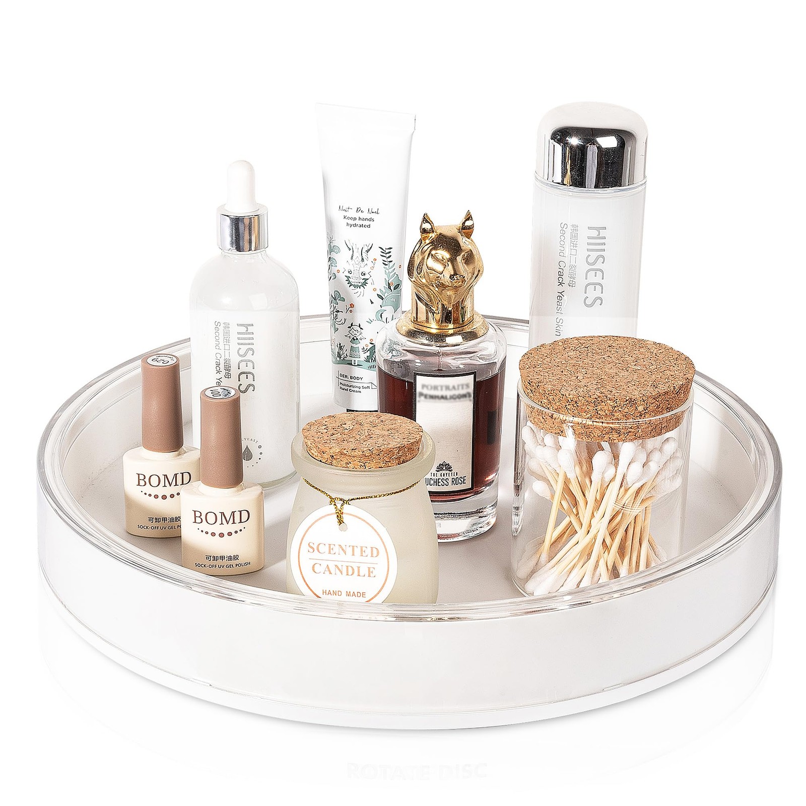 Anyoifax 360 Rotating Makeup Organizer Perfume Tray Skincare Holder Spinning Cos