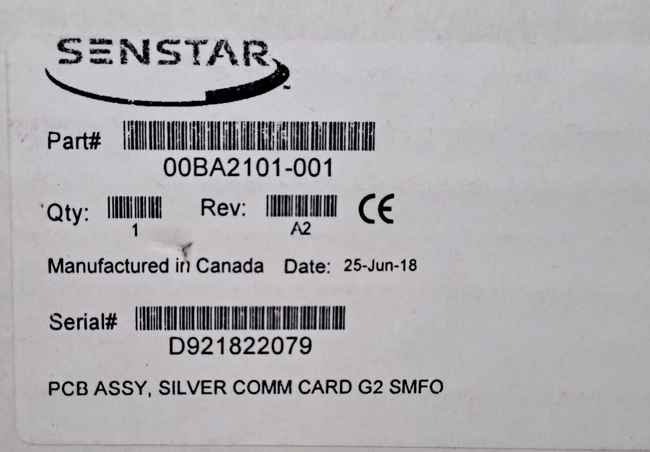 SENSTAR 00BA2101-001 PCB ASSEMBLY , SILVER COMM CARD G2 SMFO