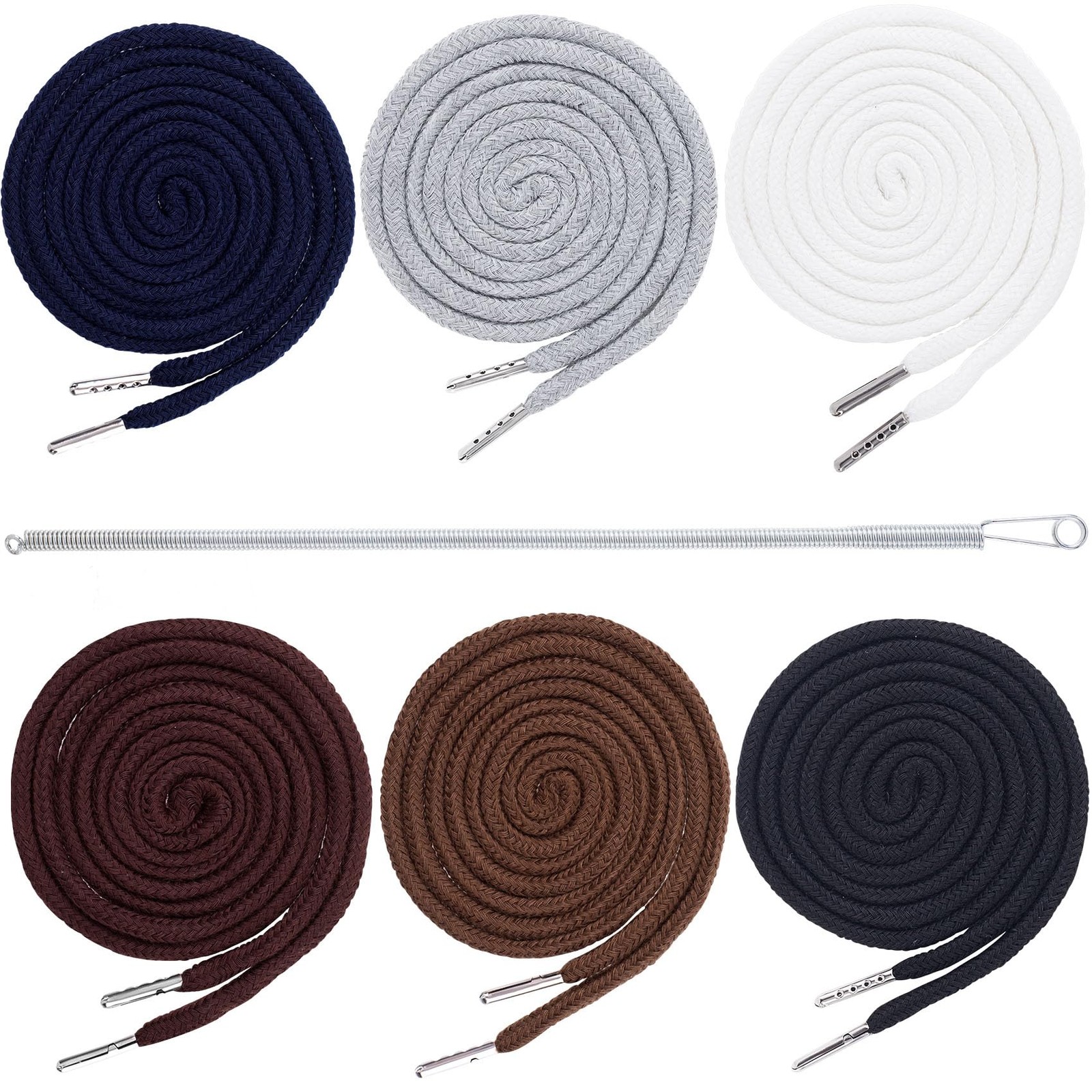 6pcs Drawstring Cord with Spring Threader Tool, 57.4in Hoodie String, Drawstr...