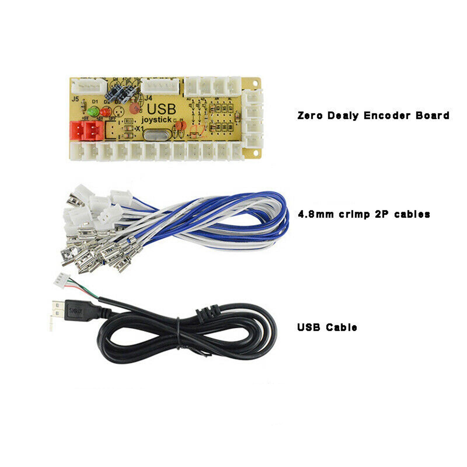 DIY Zero Delay Arcade USB Encoder Board Cable Set to Joystick for Mame Jamma PC