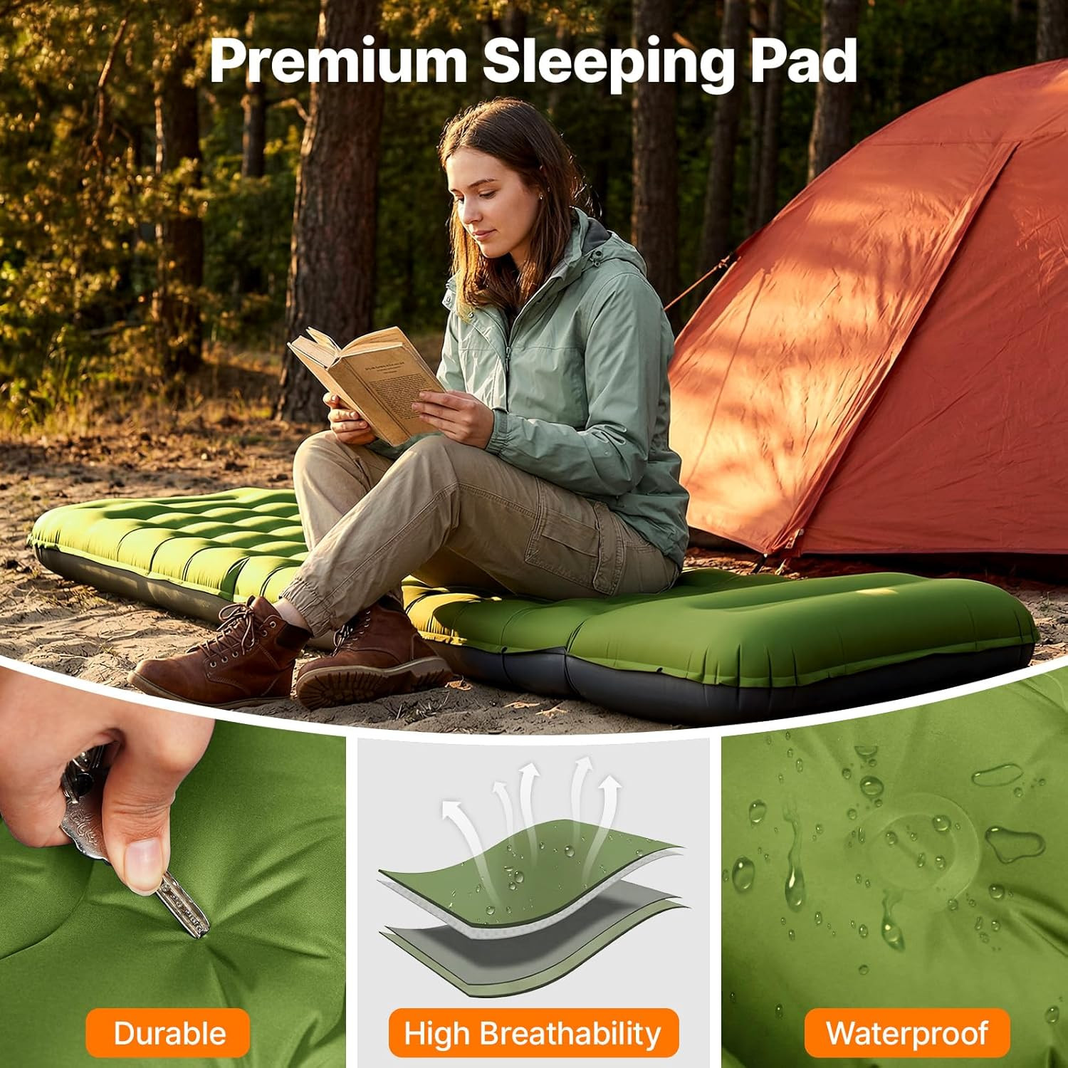 Camping Sleeping Pad, Ultralight 6" Extra-Thick