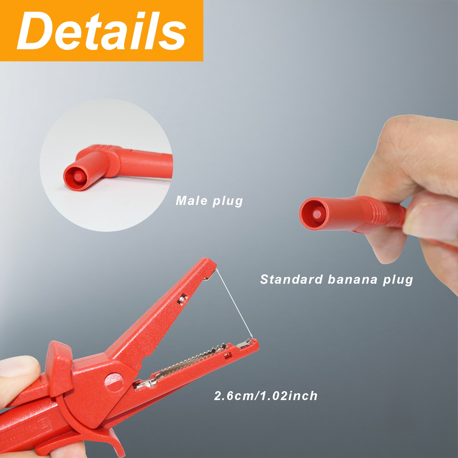 ZIBOO 69381 Alligator Clip Test Leads, Heavy-Duty Banana Plug Replacement Leads