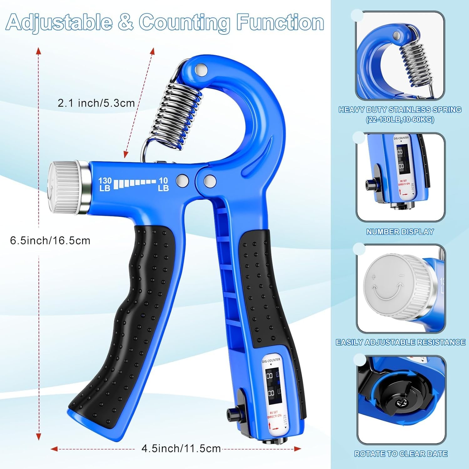 5 Piece Grip Strength Trainer Set - Portable Hand Exerciser Kit with Carry Bag