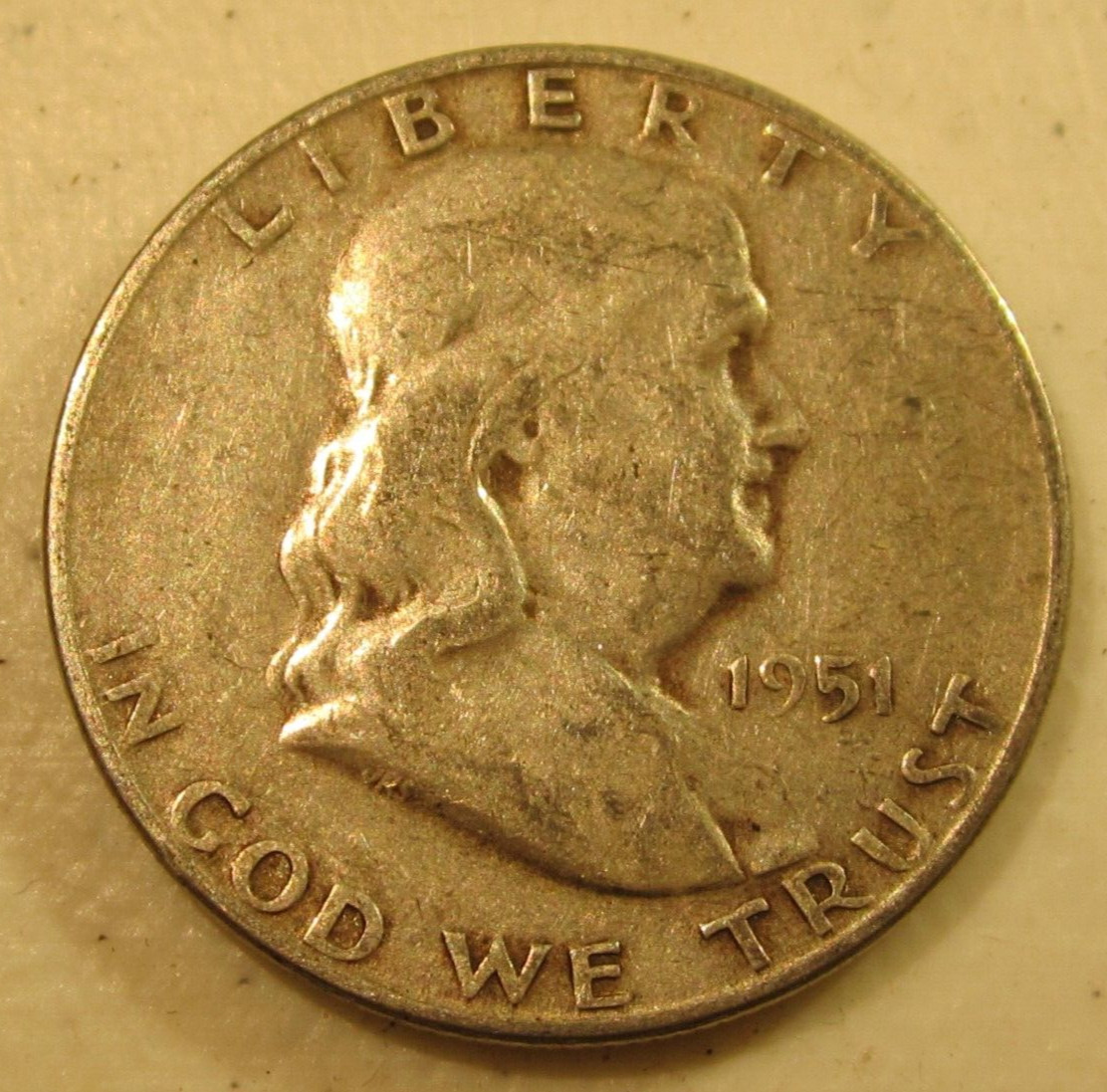1951 S Franklin Silver Half Dollar - Circulated - Actual Coin N51