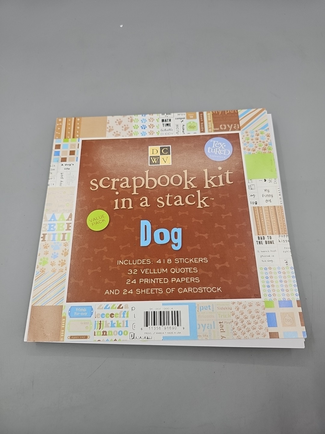 NEW! DCWV - Dog Scrapbooking Kit In A Stack Textured Cardstock
