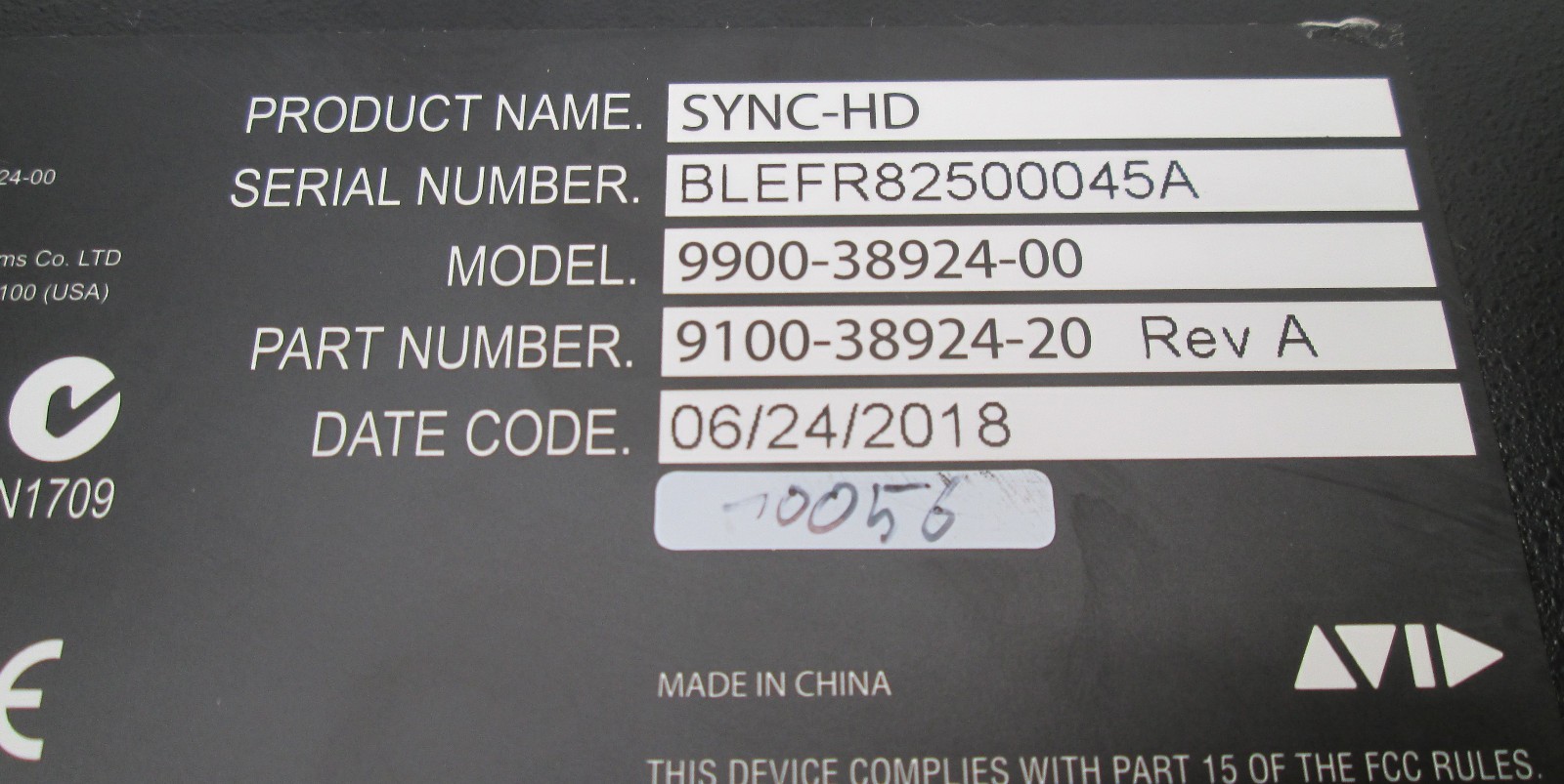 Avid Sync HD Master Clock Part #9900-38924-00