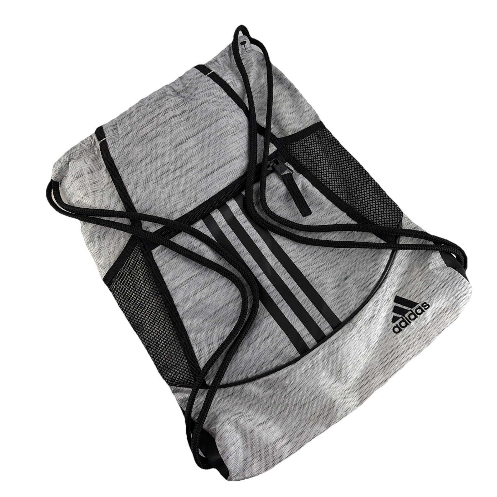 NEW Adidas Alliance II Sackpack White & Black with Zipper Pocket Drawstring