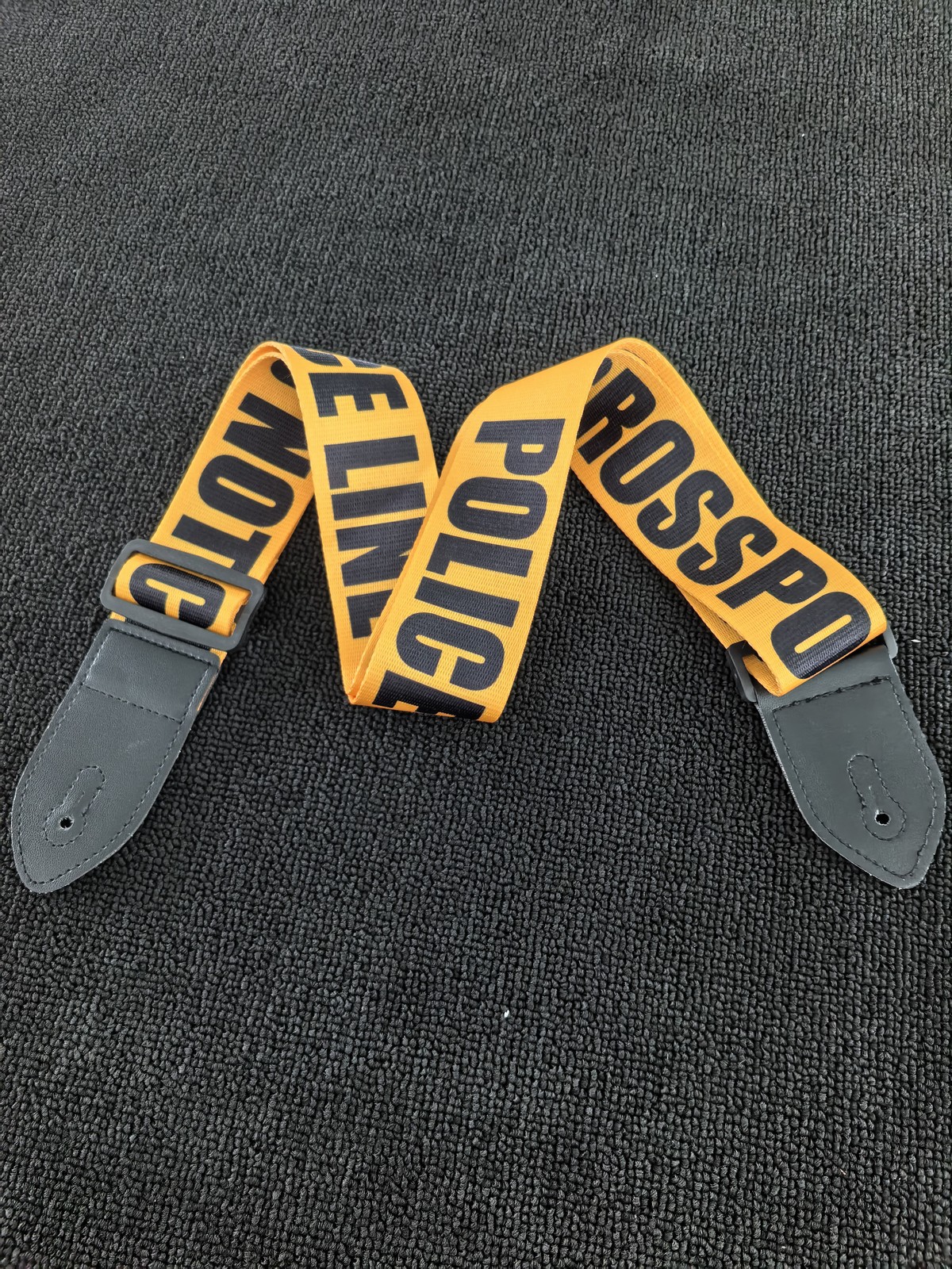 Guitar Strap PU Leather Ends Adjustable Yellow & Black Print Free Shipping