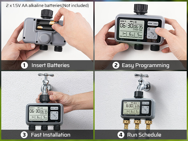 DEWENWILS Sprinkler Timer 3 Zone, Programmable Water Timer，Hose Faucet Timer