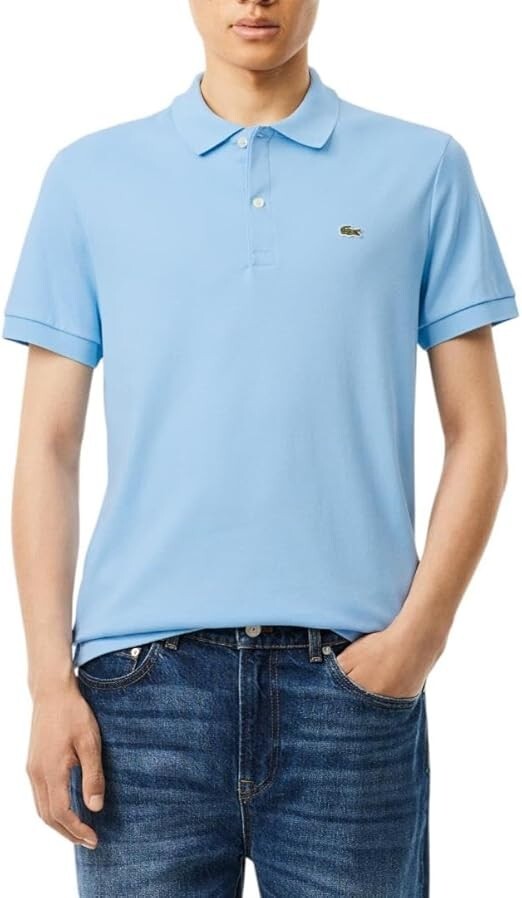 Lacoste Mens Short Sleeve Pima Jersey Interlock Regular Fit Polo, Overlook Blue