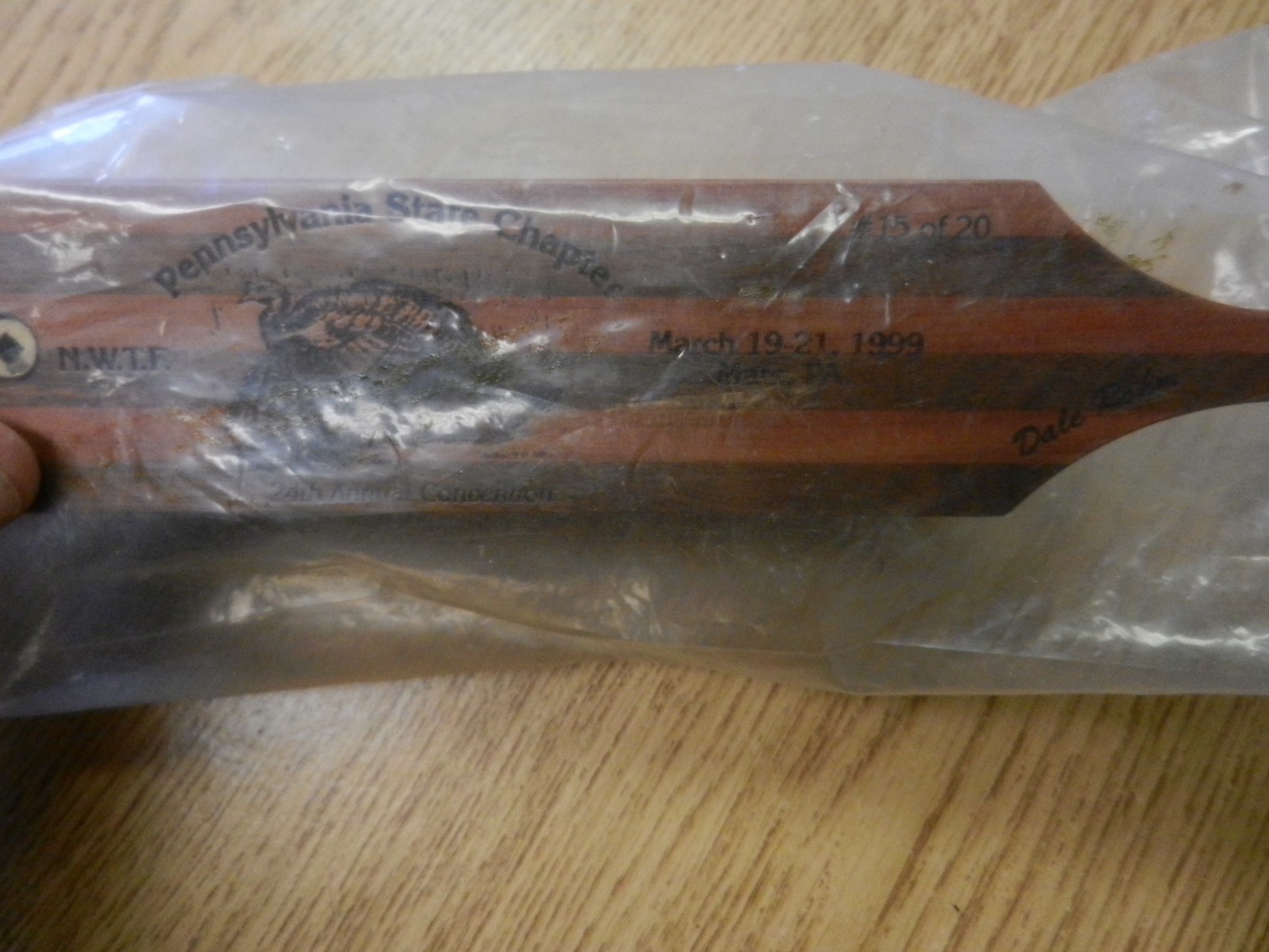 Unused 1999 N.W.T.F. Dale Rohm #15 of 20 Wooden Box Turkey Call Pa. Stae Chapter