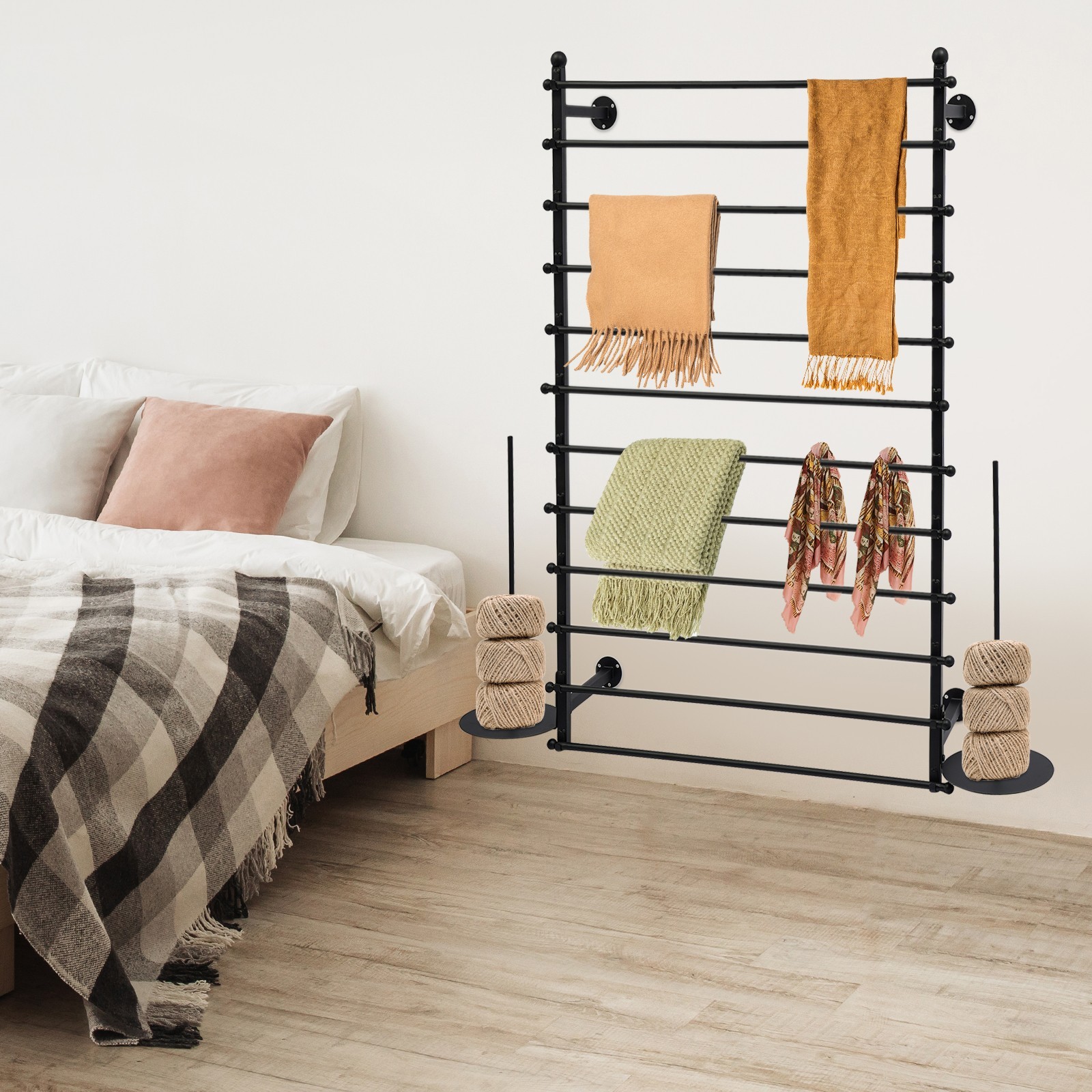 Wall Mounted Scarf Rack, Wall Display Rack, Towels Storage Rack Durable New