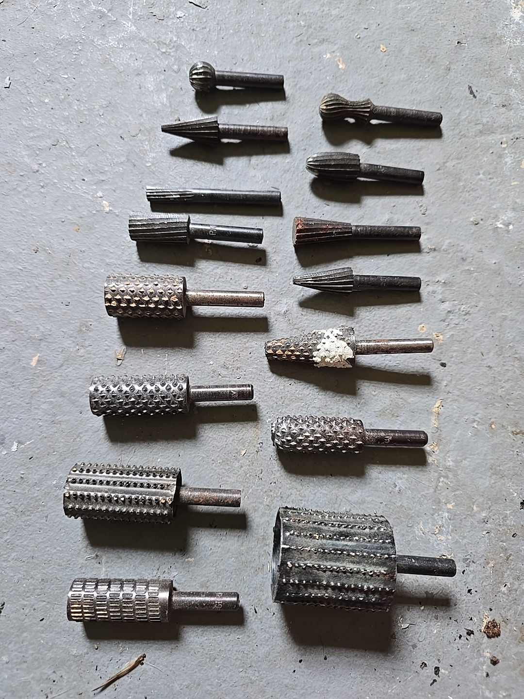 Mixed Rotary Burr Set Carbide & Rasp Drums 1/4” Shank Die Grinder Bits Lot Of 15