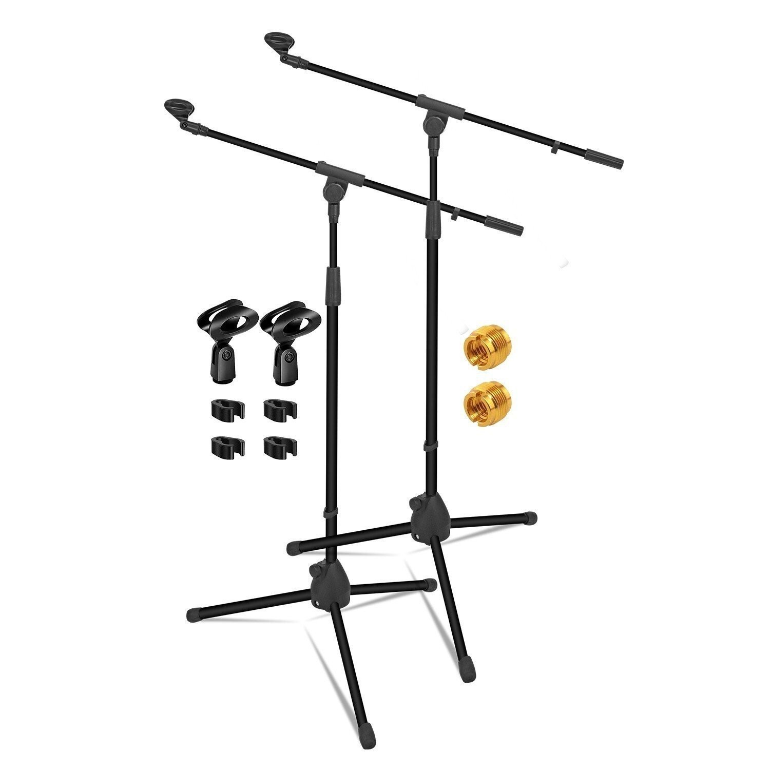 5 Core Microphone Stand Pair Floor 72" Adjustable w Telescoping Boom Arm