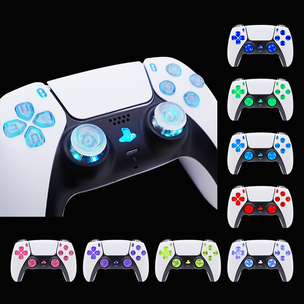 8-Color Luminated D-Pad Thumbsticks LED Face Buttons DIY Kit for PS5 Controller