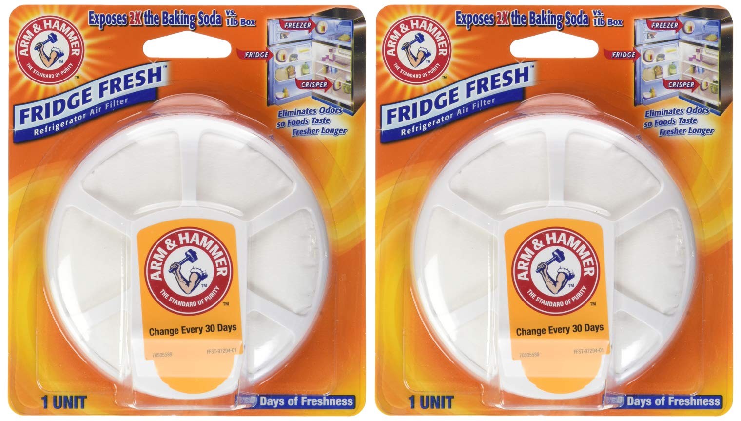 Arm & Hammer Fridge Fresh Refrigerator, 1 Count 1 (Pack of 2), White