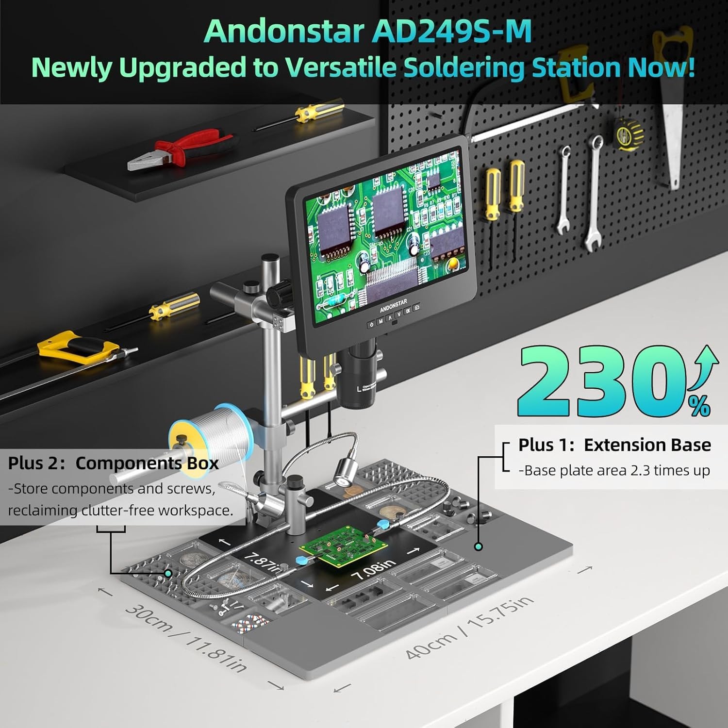 AD249S-M Plus 10.1'' HDMI Soldering Digital Microscope for Electronics Repair...
