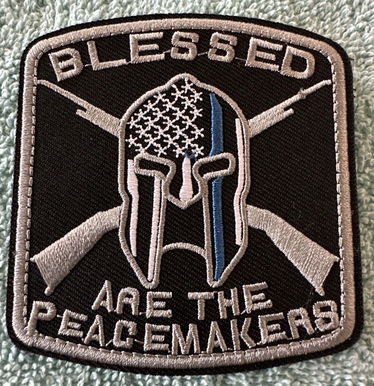 BLESSED ARE THE PEACEMAKERS 3x3 Embroidered Morale Patch Hook Backing Brand New