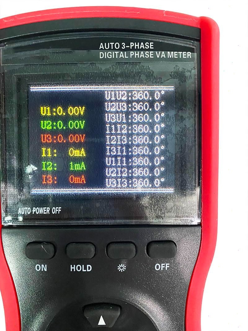 Digital Phase Voltmeter Clamp Meter Three phase 600V 600A 360° Current Detector