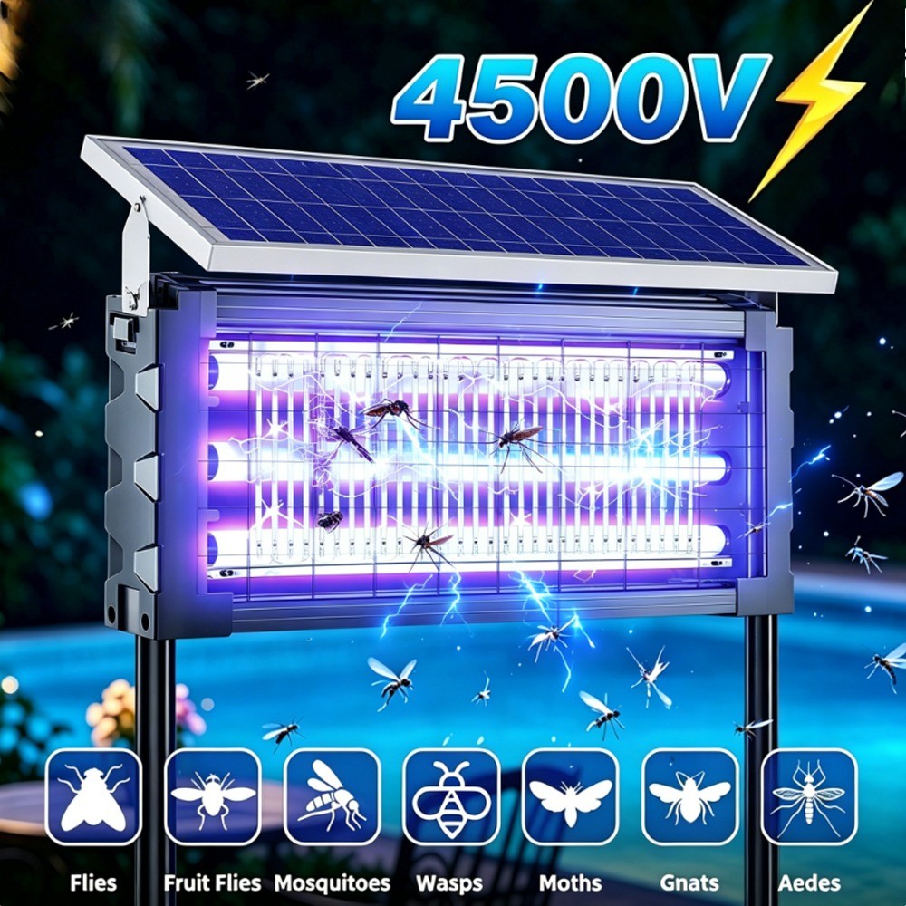 Solar Bug Zapper, Outdoor Mosquito Fly Zapper 4500V Waterproof Insect Zappers US
