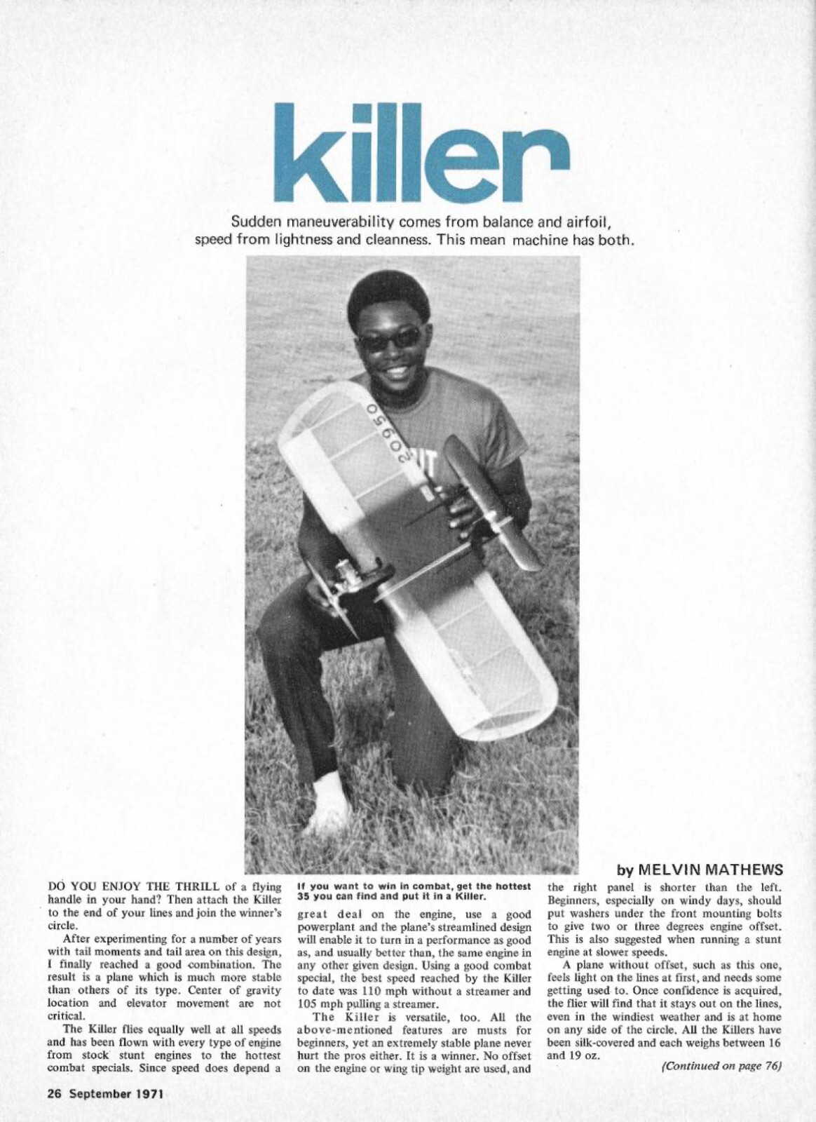 Model Airplane Plans (UC): KILLER 36" Wingspan Combat for .35 Engine