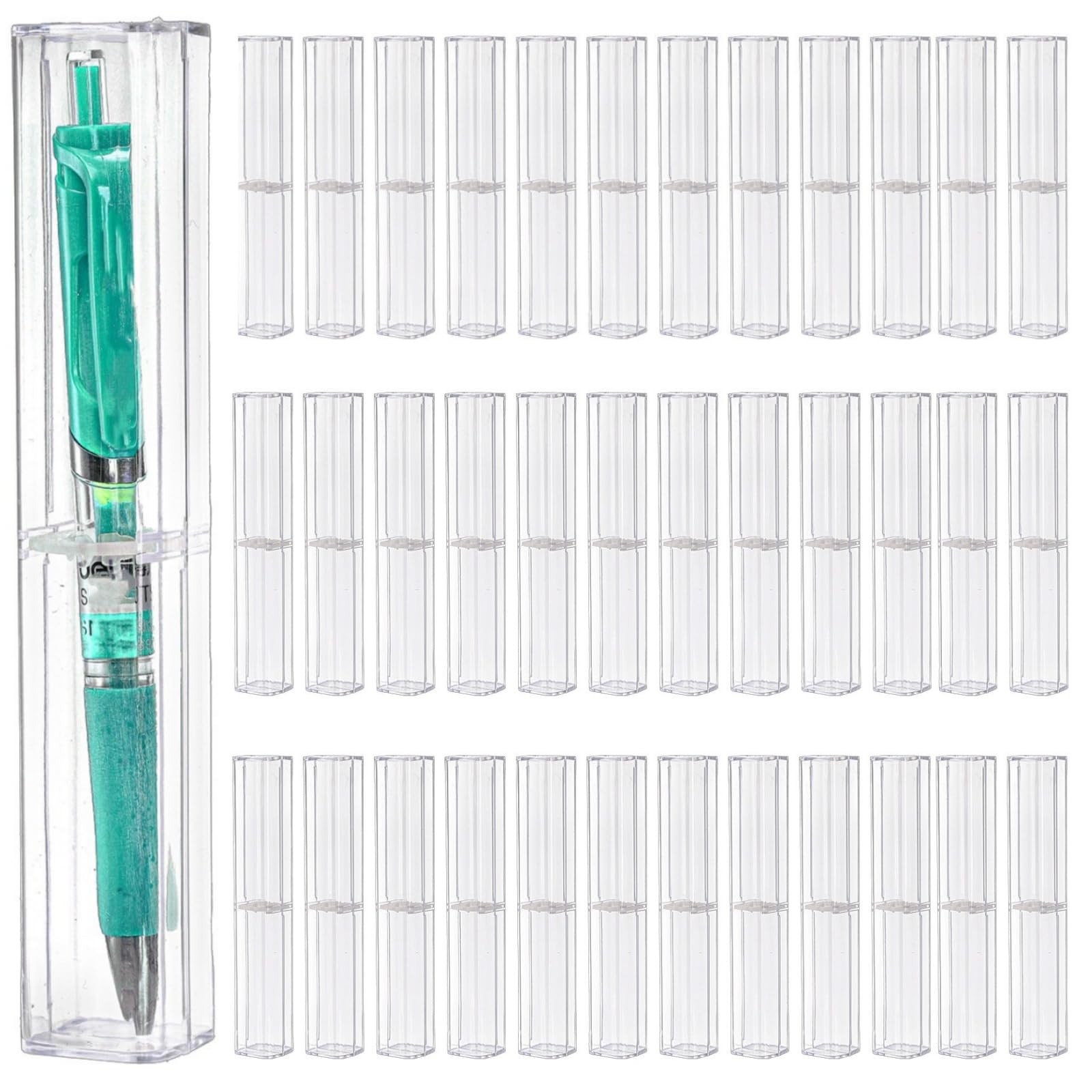 50 Pack Pen Boxes Gift Empty, Clear Acrylic Pen Gift Box Pen Cases, Reusable ...