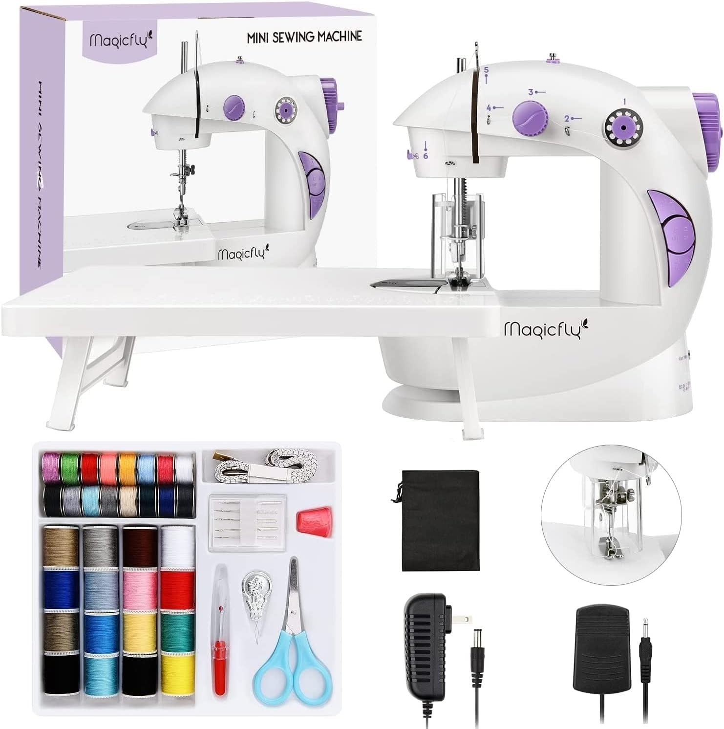 Mini Sewing Machine with Extension Table, Dual Speed Portable Sewing Machine ...
